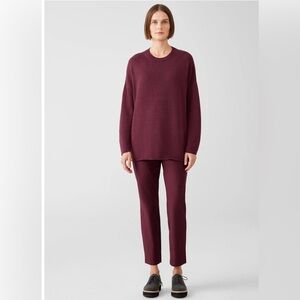 NWT Eileen Fisher Washable Stretch Crepe Slim Ankle Pant Red Size Medium